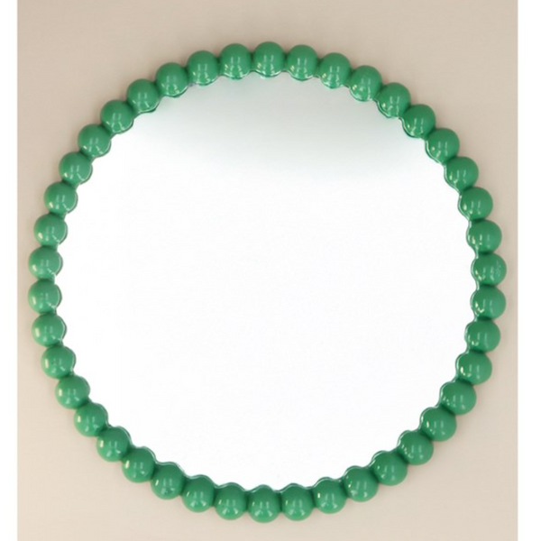 Green Gloss Bobble Round Wall Mirror