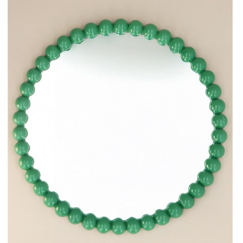 Green Gloss Bobble Round Wall Mirror