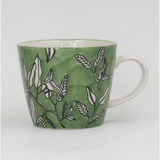 Green Leafy Stoneware Mug