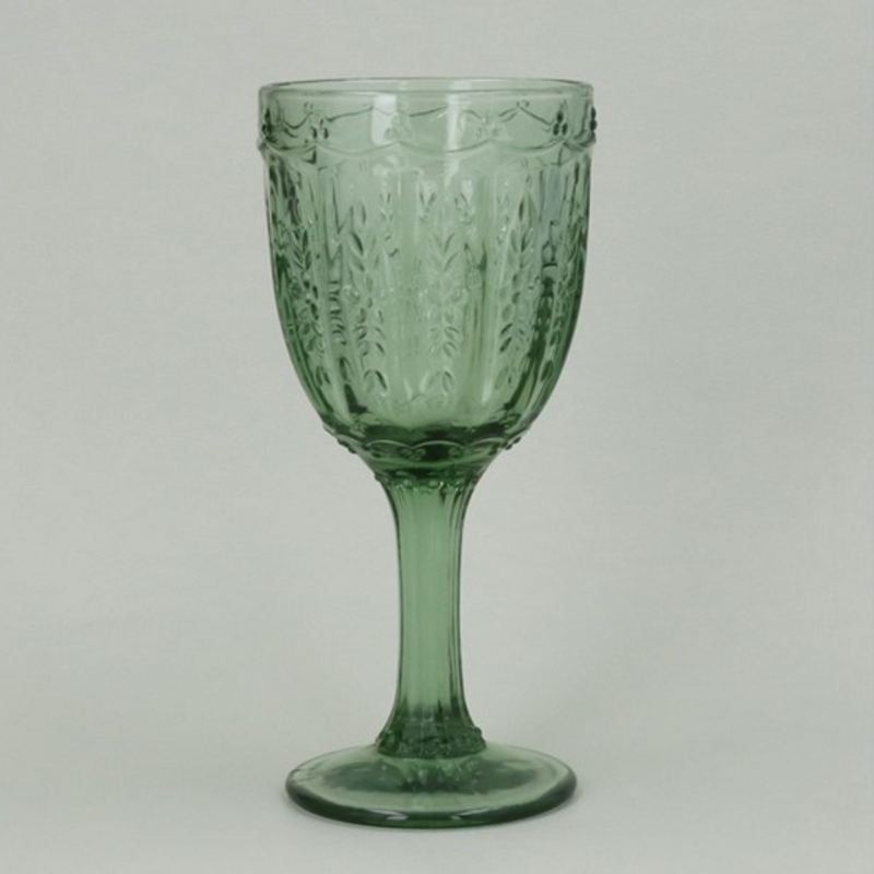 Green Pressed Wine Goblet