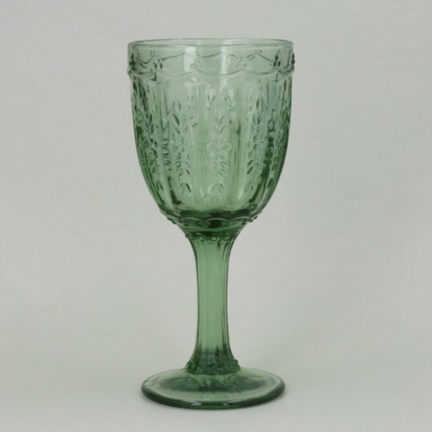 Green Pressed Wine Goblet