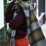 Green and Orange Tartan Winter Scarf