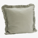 Green stripe ruffle cushion 