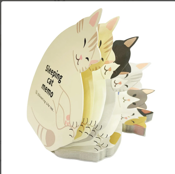 Greeting Life - Memo Pad - Die Cut Sleeping Cat folded