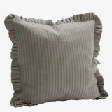 Grey Stripe Ruffle Cushion 