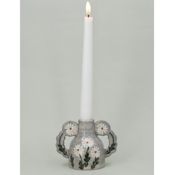 Grey Wild Daisy Candle Holder
