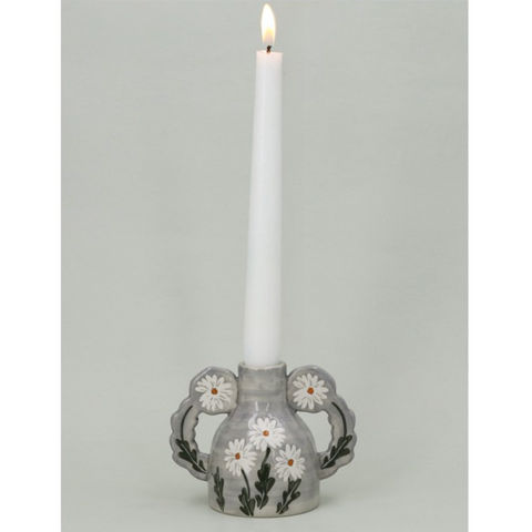 Grey Wild Daisy Candle Holder