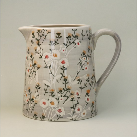 Grey Wild Daisy Stoneware Jug 

