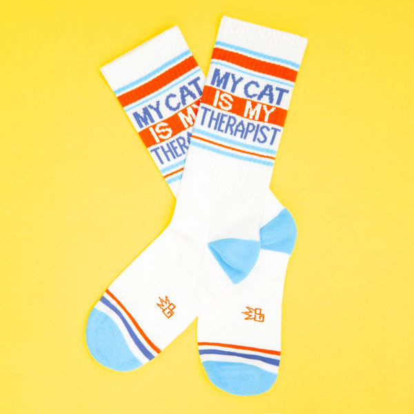 Gumball Poodle - My Cat Is My Therapist Gym Crew Socks