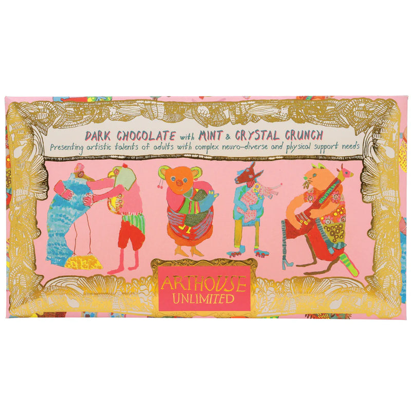Arthouse Unlimited Hugging Animals, Dark Chocolate with Mint & Crystal Crunch