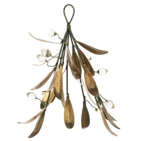 Decorative hanging plant with dried leaves and twigs on a white background