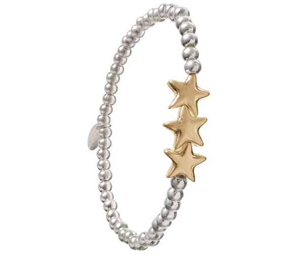 Hot Tomato - Glory Star Trio - Elasticated - Worn Gold & Silver