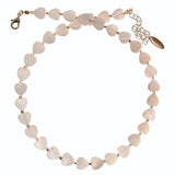 Necklace with heart-shaped beads on a white background
