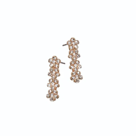 Pair of pearl drop earrings on a white background