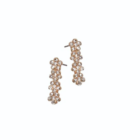 Pair of pearl drop earrings on a white background