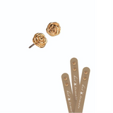 Rose stud earrings on a white background