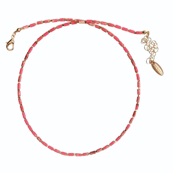 Hot Tomato - Stone Bugle Slips - Fuchsia/Gold on a white background