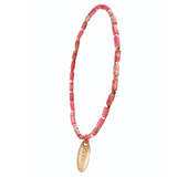 Hot Tomato - Stone Bugle Slips Bracelet - Fuchsia/Gold