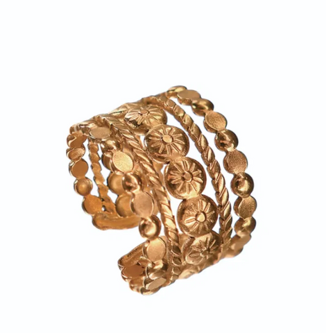Hot Tomato Antiquity Band Adjustable Ring - Gold