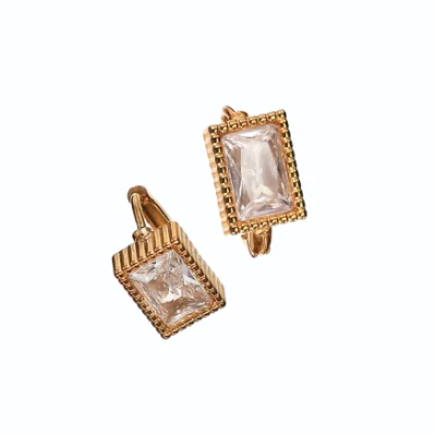 Hot Tomato Baguette Crystals on Hoop - Gold
