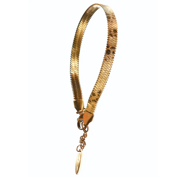 Hot Tomato Big Cat Print Snake Chain Bracelet