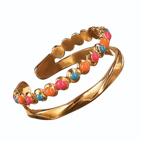 Hot Tomato Bobbin & Twist Delft Multi Colour - Adjust Ring