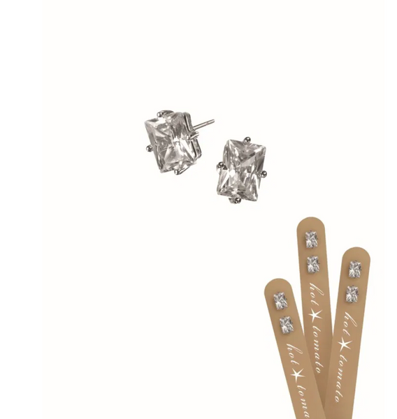 Hot Tomato Brilliant Sparkle Oblong Studs