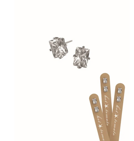 Hot Tomato Brilliant Sparkle Oblong Studs