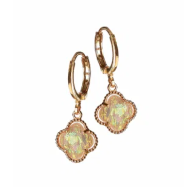 Hot Tomato Byzantine Style Mini Cross W/Hoop - Gold/Opal style