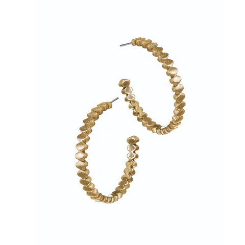 Hot Tomato Cog Hoops - Brushed Gold 