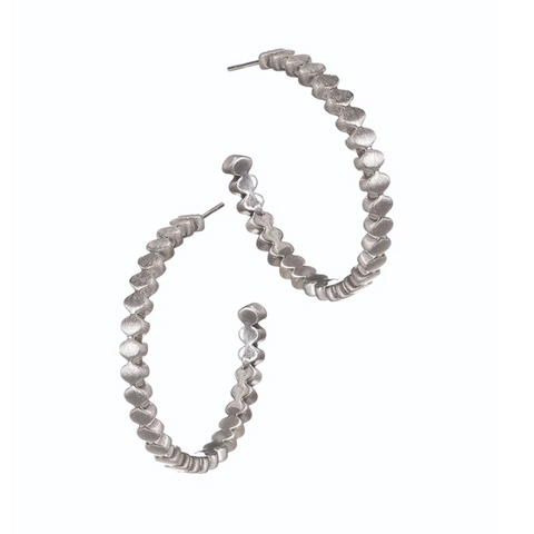 Hot Tomato Cog Hoops - Brushed Silver