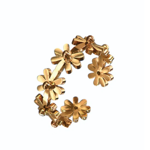 Hot Tomato Daisy Chain Adjustable Ring - Gold