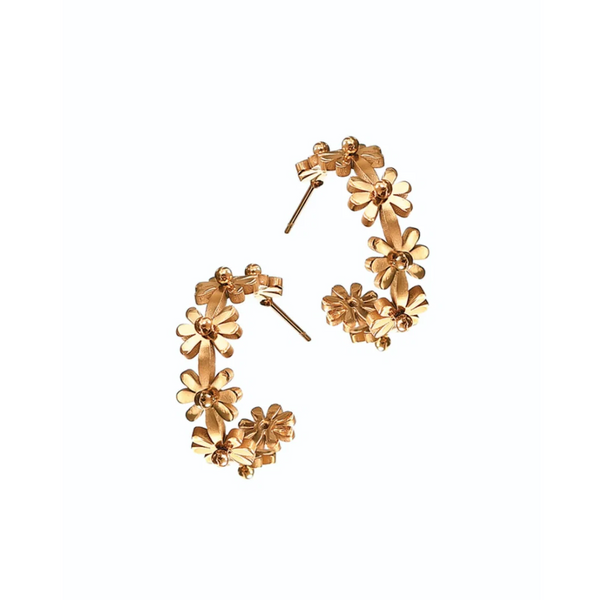 Hot Tomato Daisy Chain Hoop Earrings 