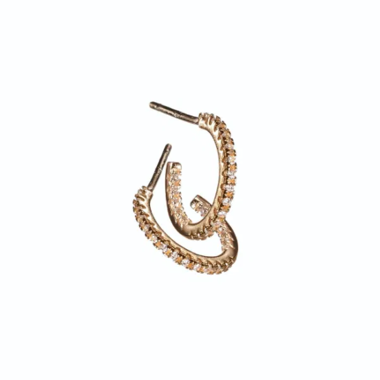 Hot Tomato Fine Line Micro Hoop Earrings - Clear Crystal