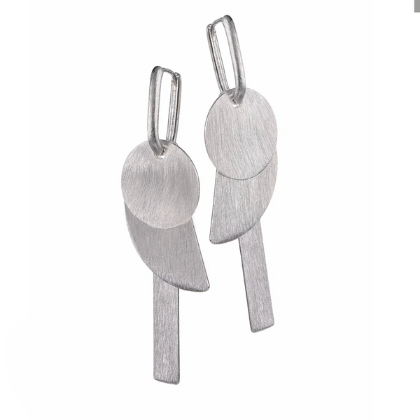 Hot Tomato Geo Gallery Earrings - Brushed Silver