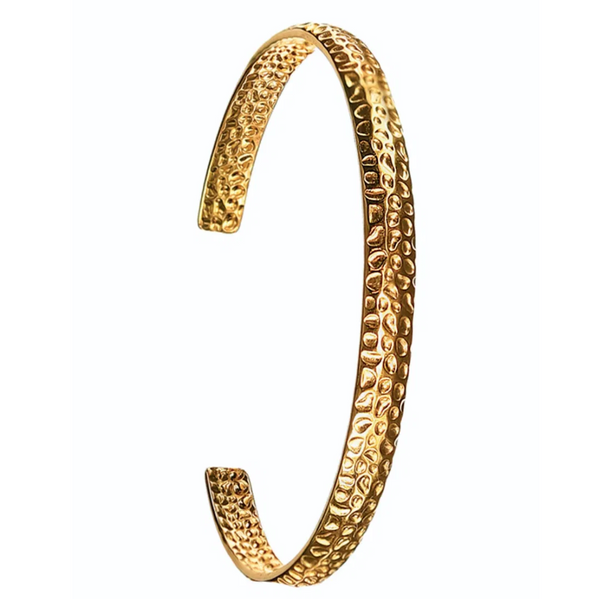 Hot Tomato Hammered Open Cuff - Gold Plated