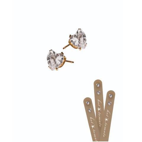 Hot Tomato Heart Crystal Stud Earrings