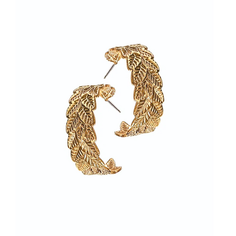Hot Tomato Layered Leaf Hoops Gold