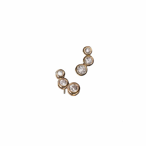 Hot Tomato Mini Crystal Tryptych Studs - Gold & Clear