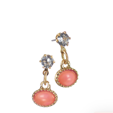 Hot Tomato Mini Petit Oval Drops - Gold /Clementine / Clear close up
