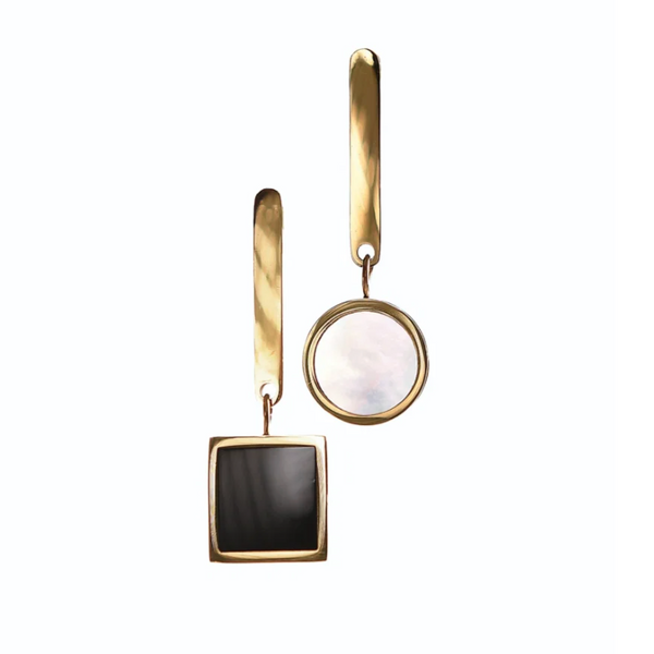 Hot Tomato Miss Match Drop Earrings - Black/White