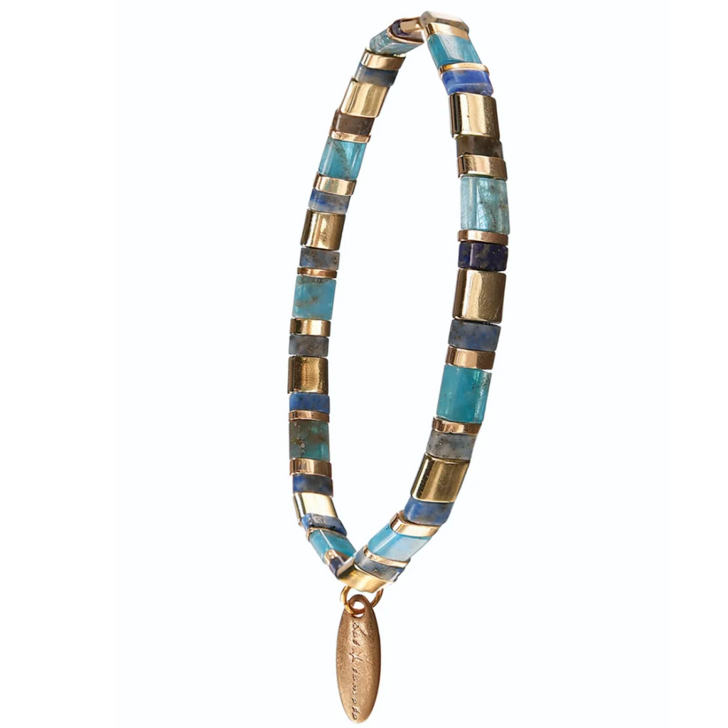 Hot Tomato Miyuki Beads W/Stone - Blue/Gold
