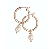 Hot Tomato Pearl Drop Captured on Hoop Gold
