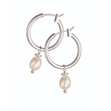 Hot Tomato Pearl Drop Captured on Hoop Silver