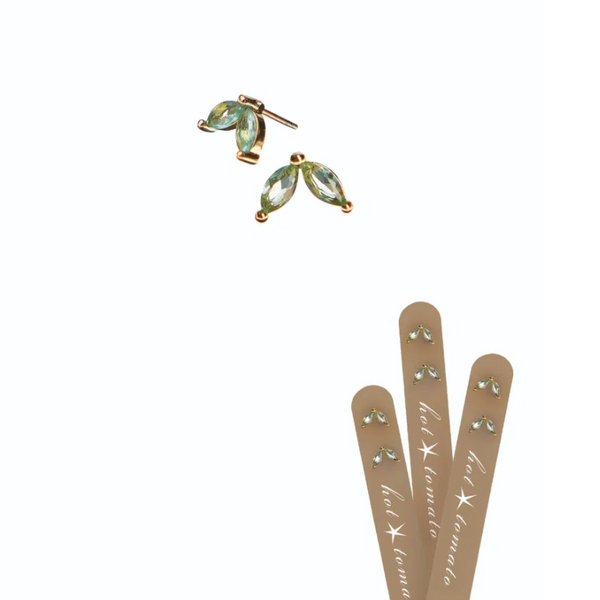 Hot Tomato Petal Duet Stud Earrings - Aqua