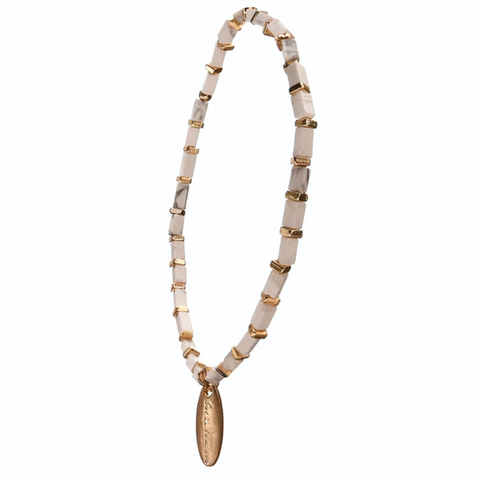 Hot Tomato Stone Slip String Bracelet - Chalk/Gold