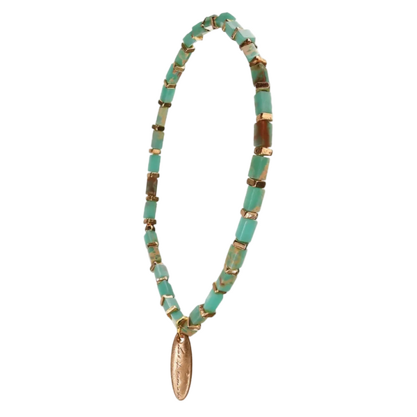 Hot Tomato Stone Slip String Bracelet - Turquoise/Gold
