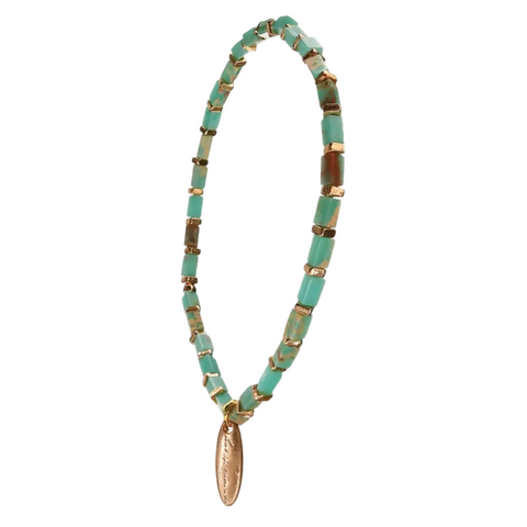 Hot Tomato Stone Slip String Bracelet - Turquoise/Gold