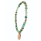 Hot Tomato Stone and Crystal String Bracelet Turquoise and Gold