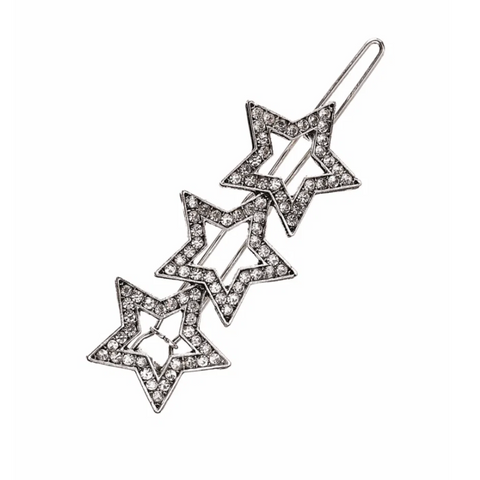 Hot Tomato Trio of Stars Hair Clip - Antique Silver